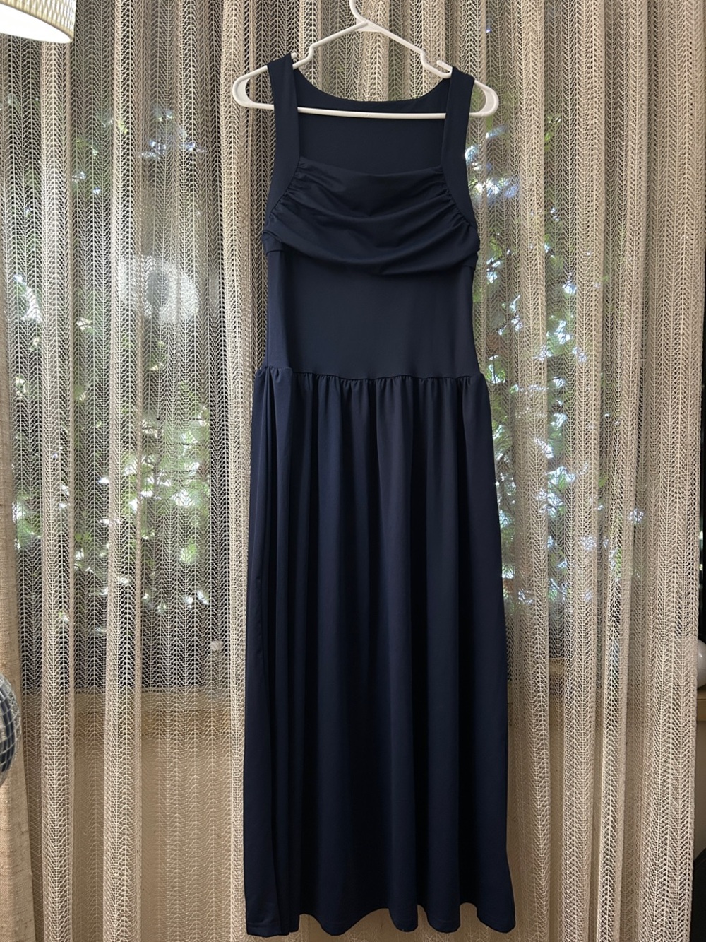 SHEIN Navy Sleeveless Ruched Bodice Maxi Dress